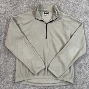 VTG‎ REI Pullover Mens M Beige Fleece 1/4 Zip Made in USA 90s Outdoor Camping